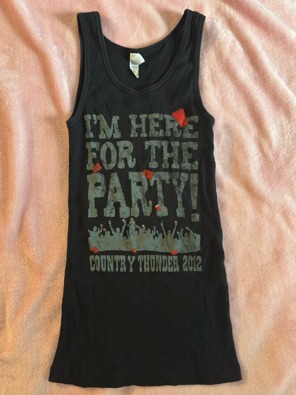 Country Thunder 2012 Line Up Black Ribbed Scoop Neck Tank Top Size Medium